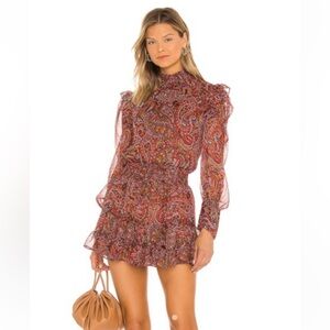 Misa Los Angeles Red and Pink Mini Dress